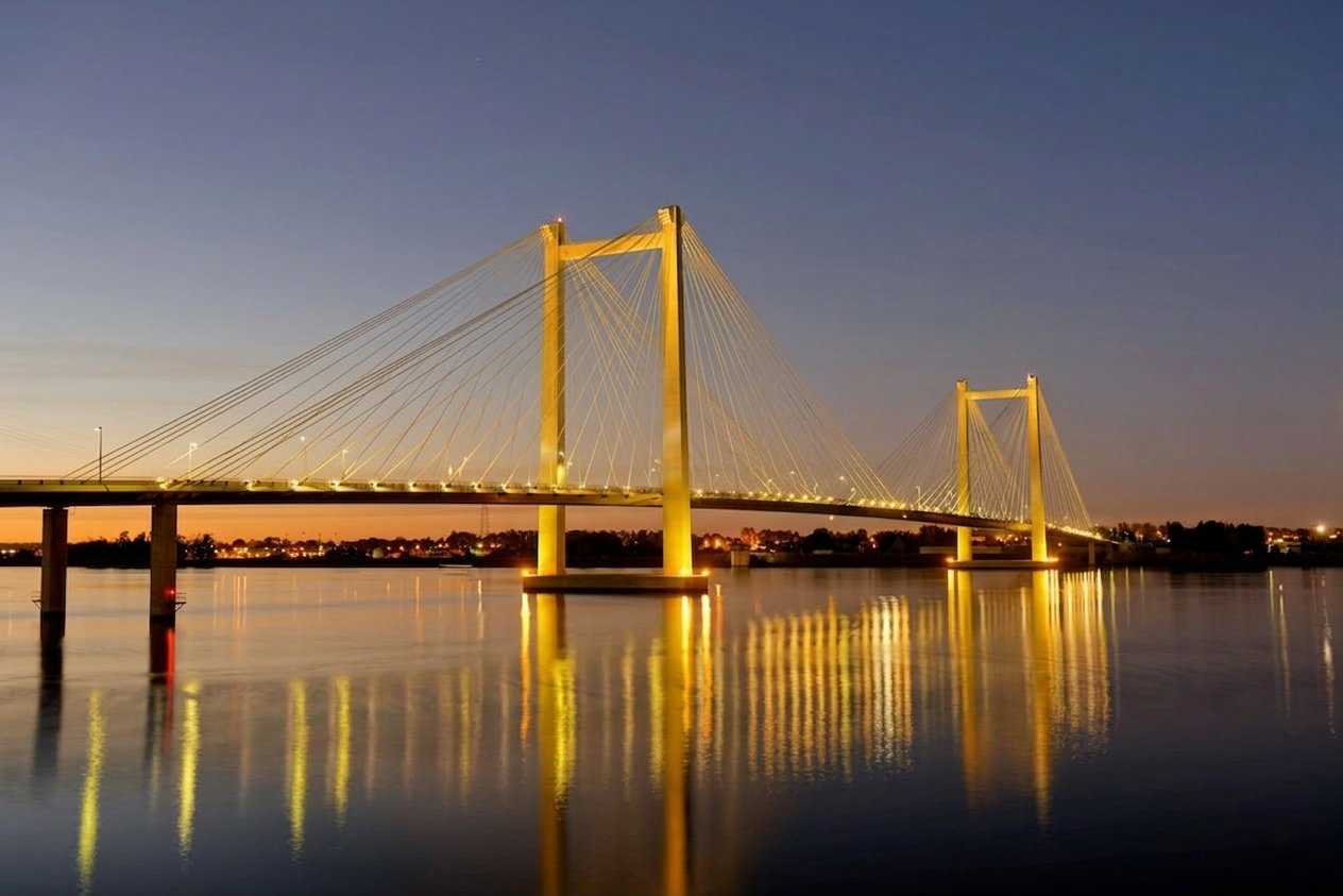 Bridge across the Tri-Cities at dusk